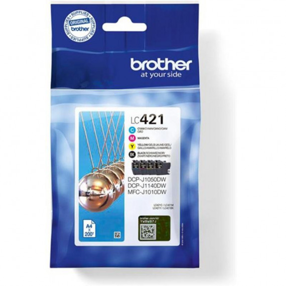 BROTHER LC421VAL - Pack de 4 Cartuchos de Tinta Originales