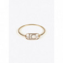 Pulsera Fina Rígida Logo Ovalado Dorado  LOLA CASADEMUNT