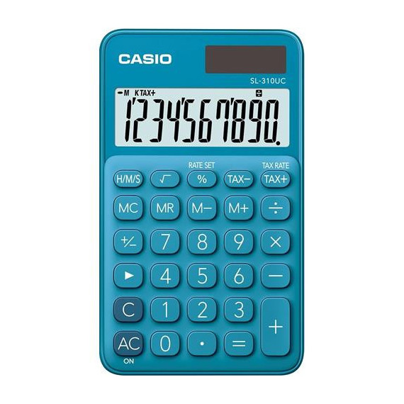 CASIO Calculadora Solar Pequeño SL-310UC Azul 10 Digitos con Pilas