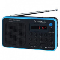 Radio Portátil 1.4W Rms Am Fm 70 Presintonías Negro con Azul SUNSTECH