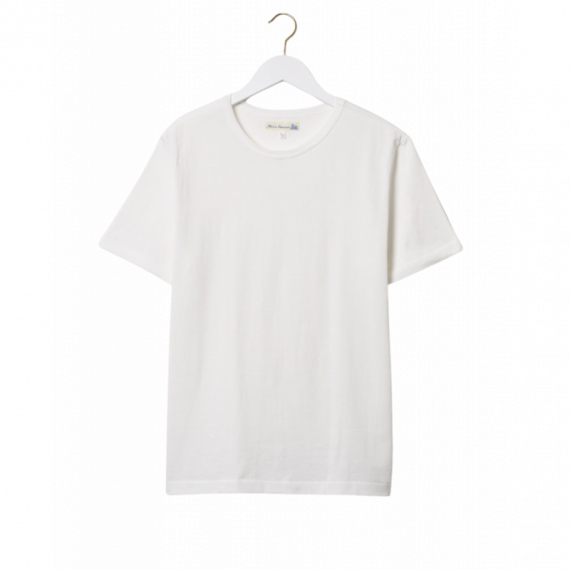 Camisetas Hombre Camiseta MERZ B SCHWANEN Clásica de Peso Medio con Tejido de Punto Circular 215 Blanca