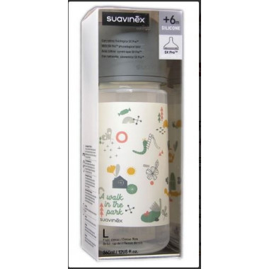SUAVINEX Biberon Silicona +6 Gris 360ML