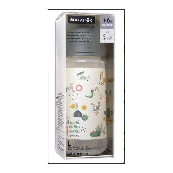 SUAVINEX Biberon Silicona +6 Gris 360ML