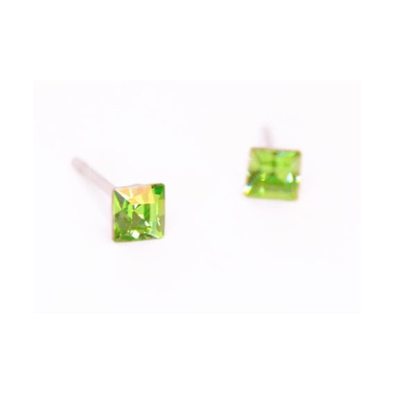 Pendiente Rojo Cuadrado Verde  FARMA BIJOUX