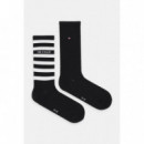 Th Men Sport Sock 2P Breton Strip Navy  TOMMY HILFIGER
