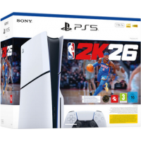PS5 Consola White Slim con Lector de Disco + Dualsense (1TB) + Nba 2K26 (codigo de Descarga)  SONY PS5