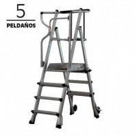 Escalera Aluminio Plegable Guardacuerpos con Plataforma AIRMEC (5 Peldaños)