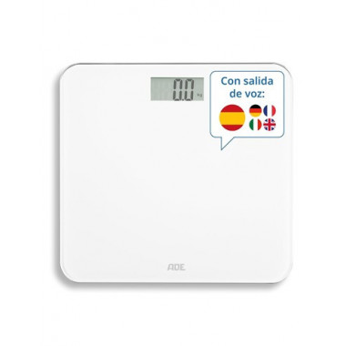 Ade Bascula Digital de Baño con Funcion Voz Be 2011 Gina Blanc hasta 250KG,MENSAJES de Voz 5 Idiomas  LALO