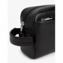 Tjm Linear Leather Washbag Black  TOMMY HILFIGER