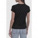 Rhinestones Crew Fitted Tee Black  DKNY