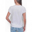 Rhinestones Crew Fitted Tee White  DKNY