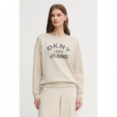 Logo Crew Neck Sweatshirt Ivory/silver  DKNY