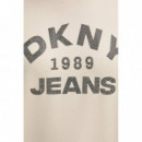 Logo Crew Neck Sweatshirt Ivory/silver  DKNY