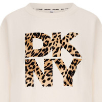 Flocking Logo Pullover Eggnog/ Black Whi  DKNY