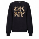 Flocking Logo Pullover Black/ Black Whis  DKNY