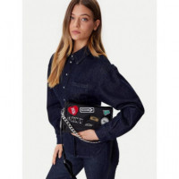 Nyc Capsule Lg Flap Shoulder Black/silve  DKNY