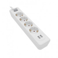 PHILIPS Regleta 4 Tomas Schuko Blanca 2 Puertos USB ,con Interruptor,cable 2MTRS SPN3042WA/19
