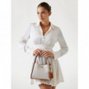 Mini Bolso Al Hombro Nicolette de Lienzo de GUESS