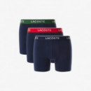 Pack de 3 Boxers Longs Marine/vert-rouge  LACOSTE