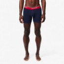 Pack de 3 Boxers Longs Marine/vert-rouge  LACOSTE