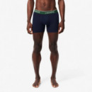 Pack de 3 Boxers Longs Marine/vert-rouge  LACOSTE