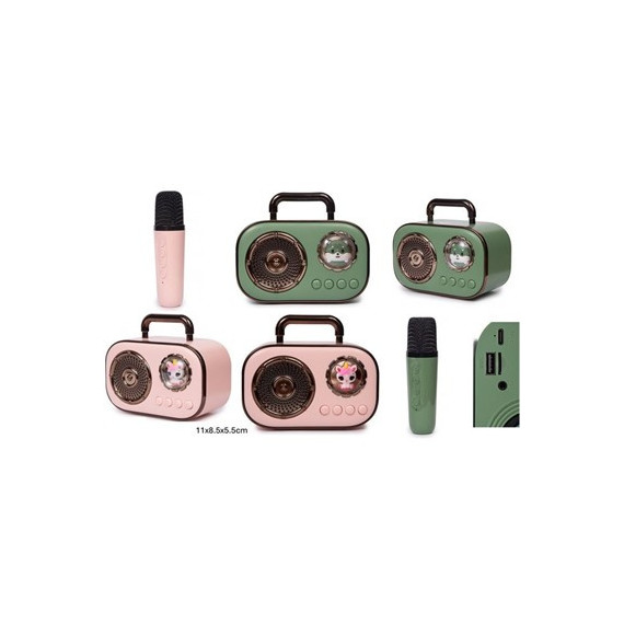 KOOLTECH Altavoz Karaoke BLUETOOTH Infantil Mckids con Microfono Dos Colores Verde/rosa