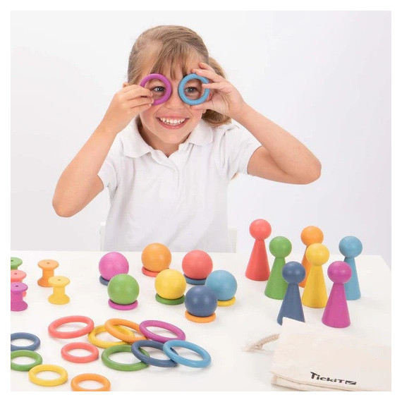 Aros de Madera Arcoiris (21 Piezas)  TICKIT - Guanxe Atlantic Marketplace