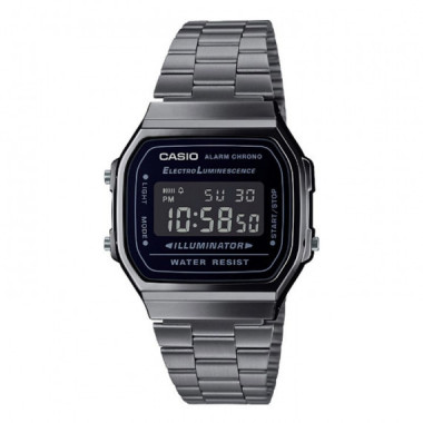 CASIO A168WEGG-1B Reloj Digital Unisex – Negro Grafito, Estilo Retro Vintage, Luz El, Wr, Cronómetro