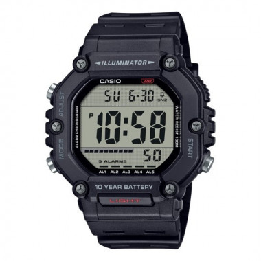 CASIO AE-1600H-1A Reloj Deportivo Digital – Resistente Al Agua 100M, Batería 10 Años, 5 Alarmas
