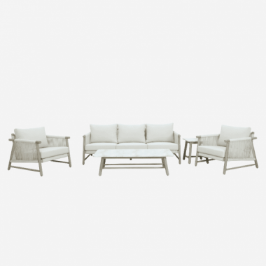 Conjunto de Jardín Moorea- 5 Plazas- Madera Acacia Fsc- Beach Look- Arena Negra®- Interior y Exterior  ARENA NEGRA