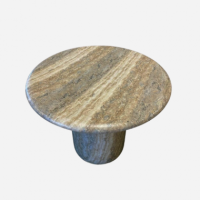 Mesa Auxiliar de Jardín Mergui- 60 Cm ø- Material Concreto- Look Travertino- Arena Negra®- Interior y Exterior  ARENA NEGRA