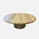 Mesa Auxiliar de Jardín Mergui- 105 Cm ø- Material Concreto- Look Travertino- Arena Negra®- Interior y Exterior  ARENA NEGRA