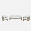 Conjunto de Jardín Hue- 5 Plazas- Madera Acacia Fsc- Efecto Teca Rosa- Arena Negra®- Interior y Exterior  ARENA NEGRA