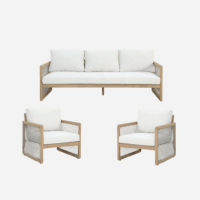 Conjunto de Jardín Hue- 5 Plazas- Madera Acacia Fsc- Efecto Teca Rosa- Arena Negra®- Interior y Exterior  ARENA NEGRA