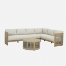 Conjunto de Jardín Tay- 6 Plazas- Madera Acacia Fsc- Efecto Teca Rosa- Modular- Arena Negra®- Interior y Exterior  ARENA NEGRA