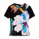 Camiseta Flores Textura  DESIGUAL