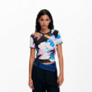 Camiseta Flores Textura  DESIGUAL