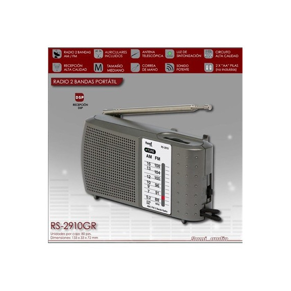 SAMI RS-2910GR Radio Am-fm,entrada Auricular, Pilas Gris