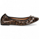 Bailarina Lazo Charol Leopardo Cuero  UNISA