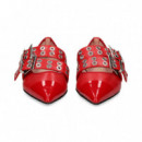 Bailarina 2 Hebillas Ch/piel Rojo  PRETTY BALLERINAS