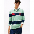 Tjm Rlx Stripe Rugby Cloudy Jade Stripe  TOMMY JEANS