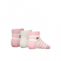 Th Baby Sock 3P Giftbox Stripe Pink  TOMMY HILFIGER