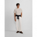 Camiseta Raya Fina Burdeos Crema  SILBON