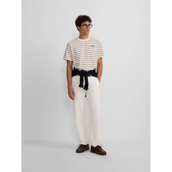 Camiseta Raya Fina Burdeos Crema  SILBON