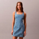 Vestido Corto Denim con Cuello Abierto  CALVIN KLEIN