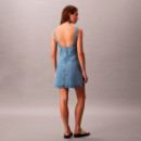 Vestido Corto Denim con Cuello Abierto  CALVIN KLEIN