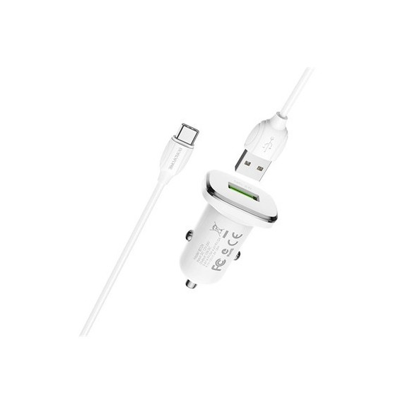 BOROFONE Cargador De Coche+ Cable Tipo C BZ12A Blanco