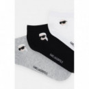 K/ikon Sneaker Sock 3P Black/white/grey  KARL LAGERFELD