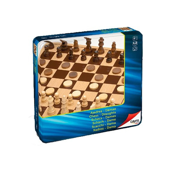 CAYRO Juego Ajedrez/ Damas en Caja Metalica 751