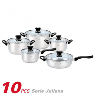 Bateria de Cocina Inox Serie Juliana LARRYHOUSE 10 Pcs